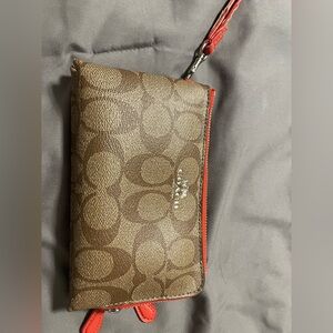 Brown and Red Wristlet Wallet